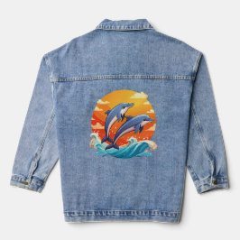 Two jumping cartoon dolphin jeansjacke