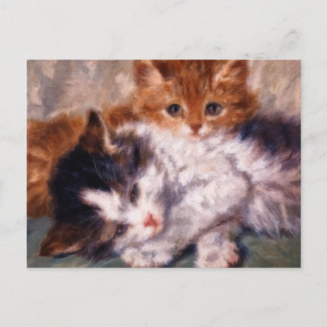 Two Kittens Snuggle von Henriëtte Ronner Knip Postkarte (Vorderseite)