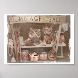 Two Kitties Having a Rummage Sale Poster