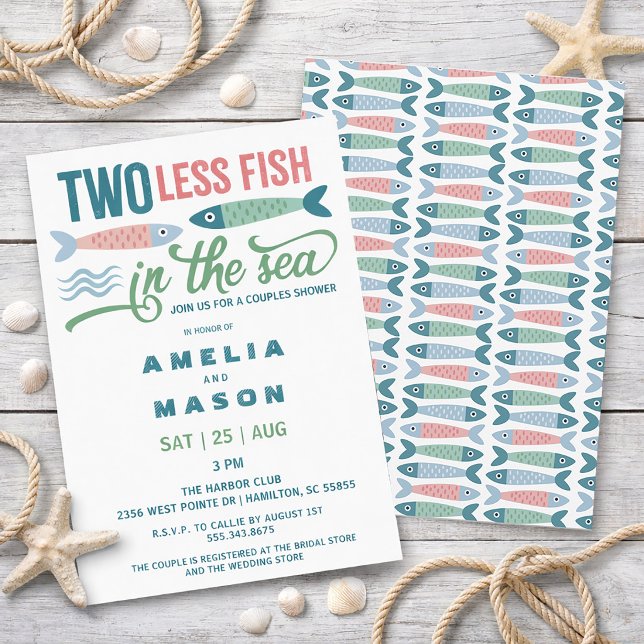 Two Less Fish in the Sea Couples Bridal Shower Einladung (Two Less Fish in the Sea Couples Bridal Shower Invitation)