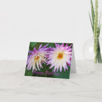 "Two Lila & White Dahlias" - Geburtstagskarte