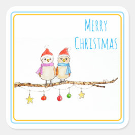 Two Little Birds Quadratischer Aufkleber