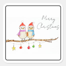 Two Little Birds Quadratischer Aufkleber
