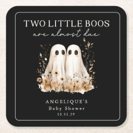 Two Little Boos Ghosts Wildflower Baby Shower Rechteckiger Pappuntersetzer