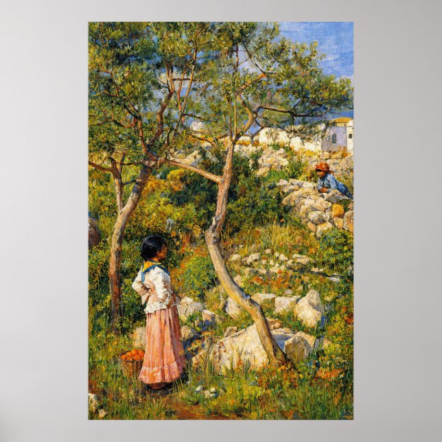 Two Little Italian Girls by a Village Poster (Vorne)