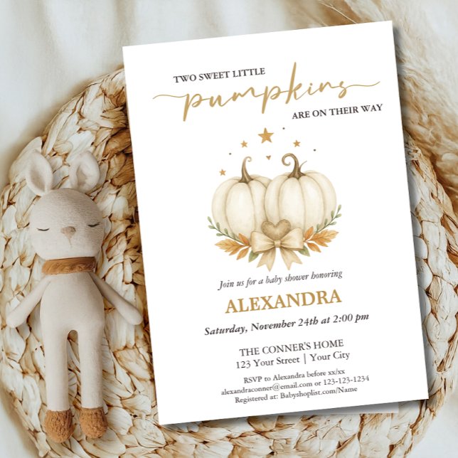 Two Little Pumpkins Boho Chic Twin Baby Shower Einladung (Von Creator hochgeladen)