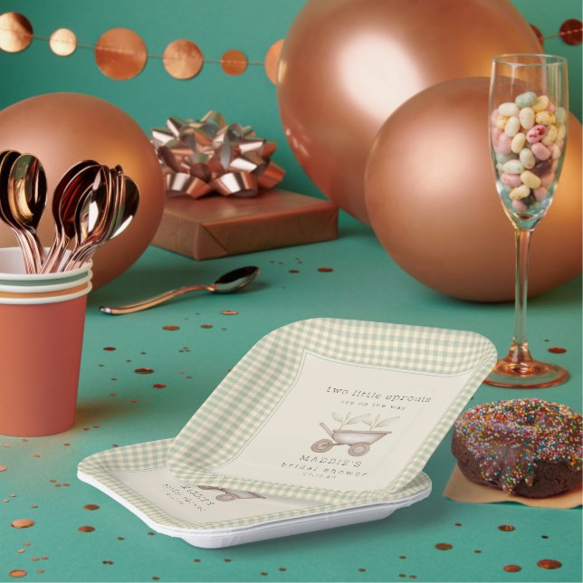 Two Little Sprouts are  on the Way Baby Shower  Pappteller (Multi)