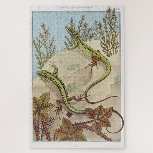 Two Lizards Vintage Illustration Puzzle (Vertikal)