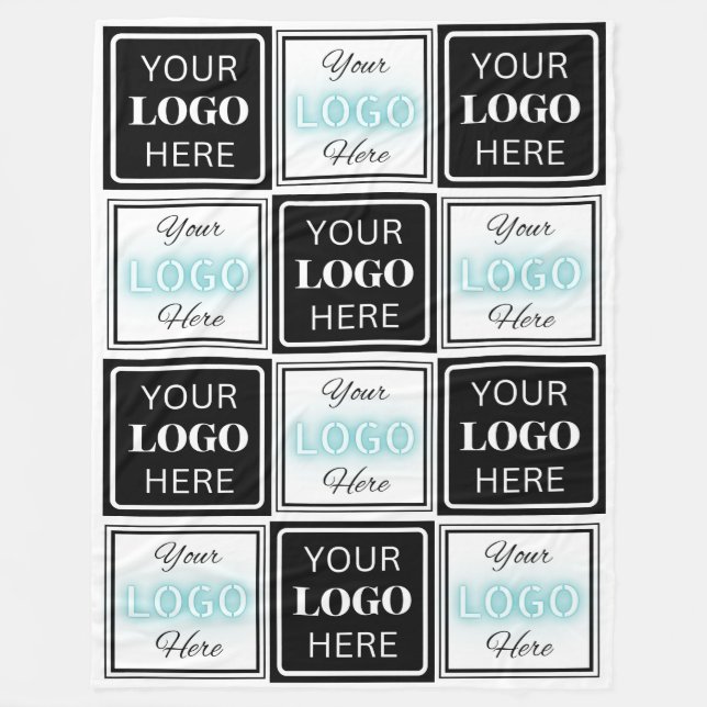 Two Logos Event White Simple Backdrop Fleecedecke (Vorderseite)