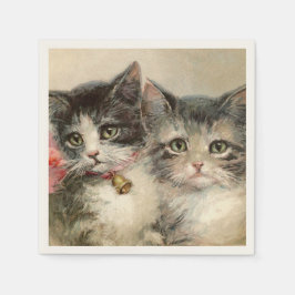 Two lovely Victorian kittens. Serviette