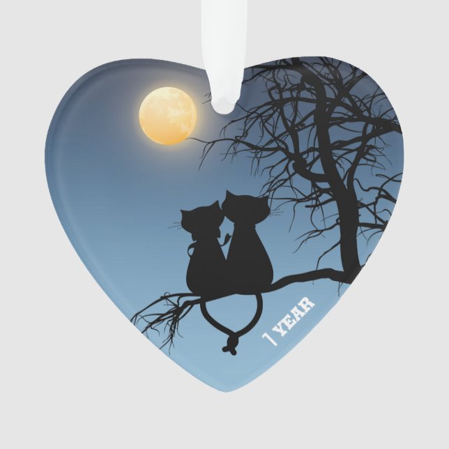 "Two Lovers Cat Anniversary Paper Hört Ornament (Vorderseite)