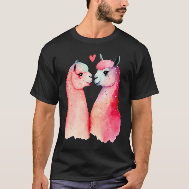 Two Loving Llamas In Love Heart Valentine's Day Al T-Shirt (Vorderseite)