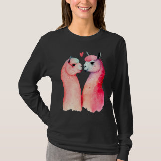 Two Loving Llamas In Love Heart Valentine's Day Al T-Shirt