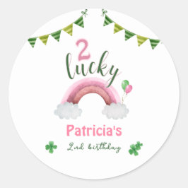 Two Lucky 2nd Birthday Runder Aufkleber