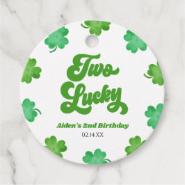 Two Lucky Green Shamrock Clover 2nd Birthday Party Geschenkanhänger