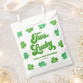 Two Lucky Green Shamrock Clover 2nd Birthday Party Geschenktütchen