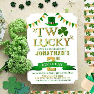 Two Lucky St. Patrick's Day 2. Geburtstag Einladung