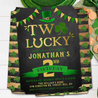 Two Lucky St. Patrick's Day 2. Geburtstag Einladung