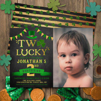 Two Lucky St. Patrick's Day 2. Geburtstag Foto Einladung