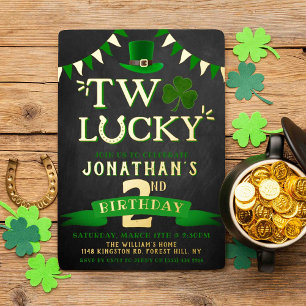 Two Lucky St. Patrick's Day 2. Geburtstag Real Folieneinladung