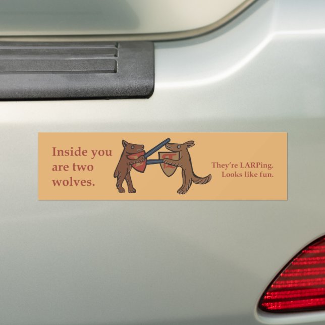 Two Medieval Wolves Bumper Sticker Autoaufkleber (Auf Auto)