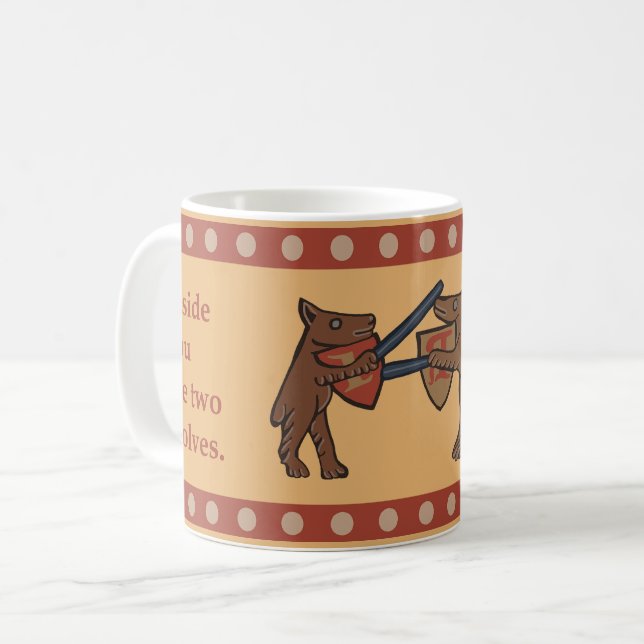 Two Medieval Wolves Coffee Mug Kaffeetasse (Vorderseite Links)
