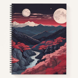 Two Moons Over The Mountains Spiral Bullet Journal Notizbuch