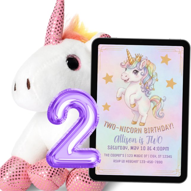 TWO-nicorn, 2nd Birthday Einladung (Von Creator hochgeladen)