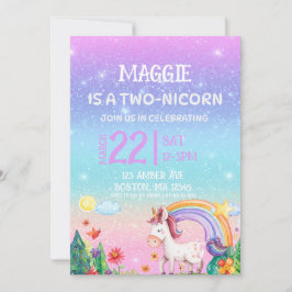 TWO-NICORN 2nd birthday invitation  Einladung