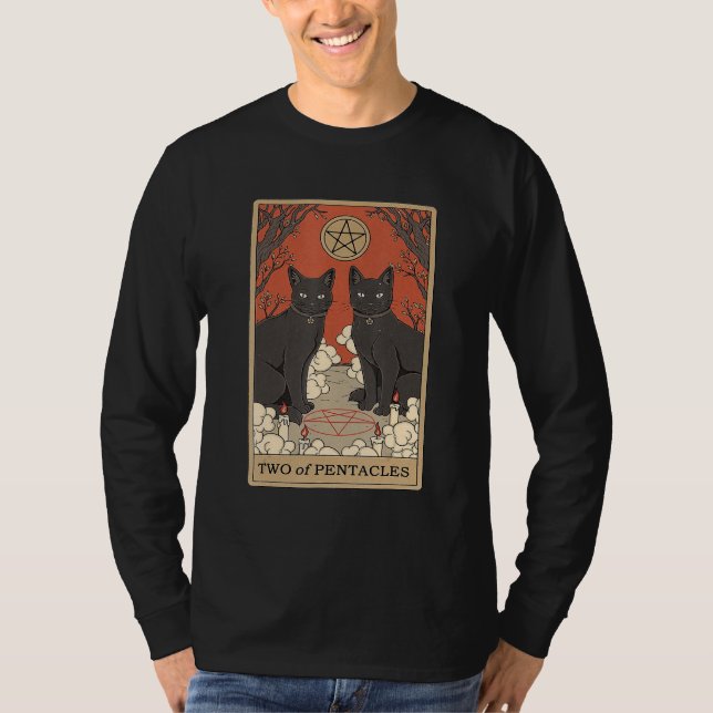 Two Of Pentacles Tarot Card Cat T-Shirt (Vorderseite)