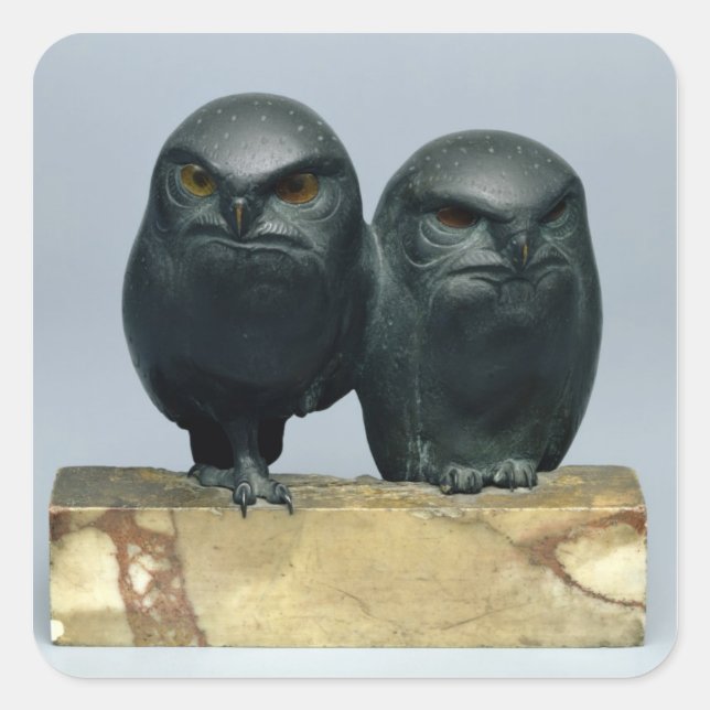 Two Owls, 1903-04 Quadratischer Aufkleber (Vorderseite)