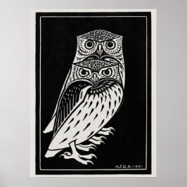 Two Owls by Julie de Graag Art Nouveau Poster