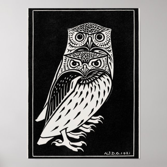 Two Owls by Julie de Graag, Poster (Vorne)