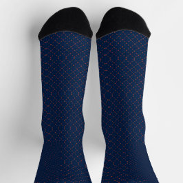 Two pairs of navy blue socks with red diamond  socken