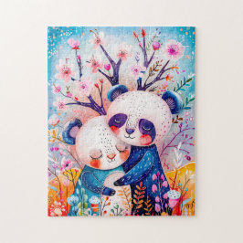 Two Pandas Hugging in Bamboo Forest Puzzle