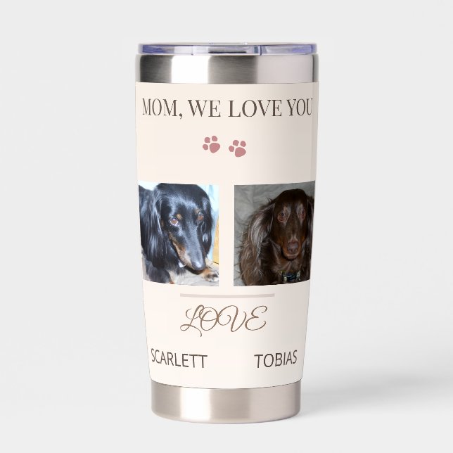 Two Paws Send Love Whenever Mom Goes Thermobecher (Vorderseite)