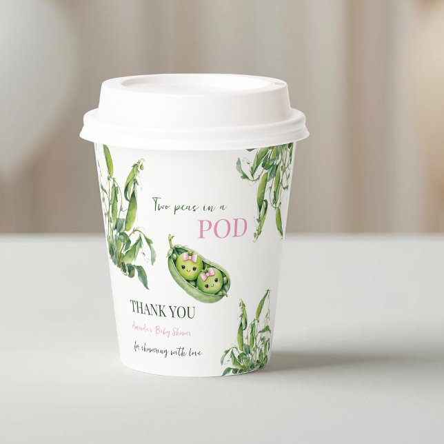 Two Peas in A Pod Girl Pink Twins Baby Shower Pappbecher (Von Creator hochgeladen)