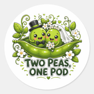 Two Peas One Pod Hochzeit Runder Aufkleber