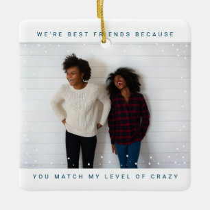 Two Photo Blue Best Friend Snowfall Holiday Keramikornament