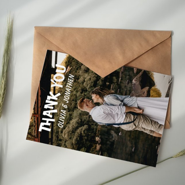 Two Photo Elegant Thank You Card Mitteilungskarte (Von Creator hochgeladen)