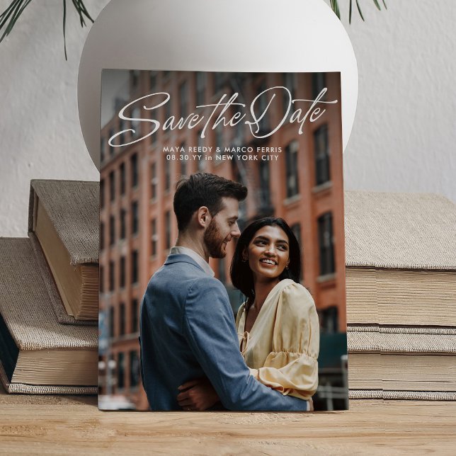 Two photo simple stylish script wedding save the date (Von Creator hochgeladen)
