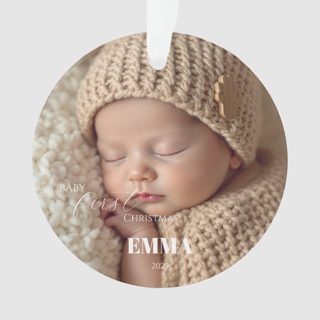 Two Photos Minimalist Baby First Christmas Ornament (Vorderseite)