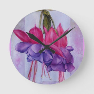 TWO PINK AND PURPLE FUCHSIA FLOWERS RUNDE WANDUHR