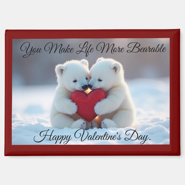 Two Polar Bear Cubs Valentine Magnet (Vorderseite)