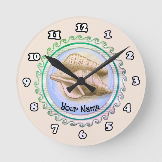 Two Pretty seashells clock Runde Wanduhr (Vorderseite)