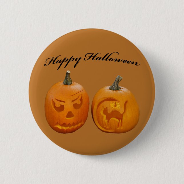 Two Pumpkin Happy Halloween Button (Vorderseite)