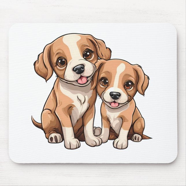 TWO PUPPIES Mouse Pad Mousepad (Vorne)