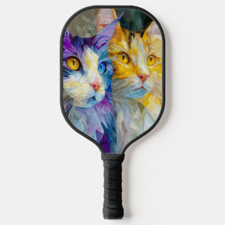 Two Purple and Yellow Cats Pickleball Schläger