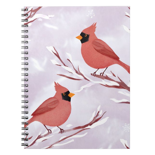 Two Red Cardinals | Watercolor Remembrance Notizblock (Vorderseite)