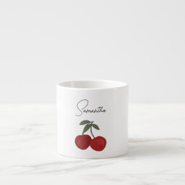 Two Red Cherries Illustration | Cute Fruit Art  Espressotasse